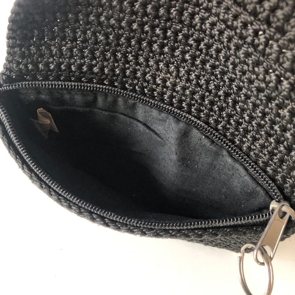 BLACK CROCHET SMALL WALLET CLUTCH